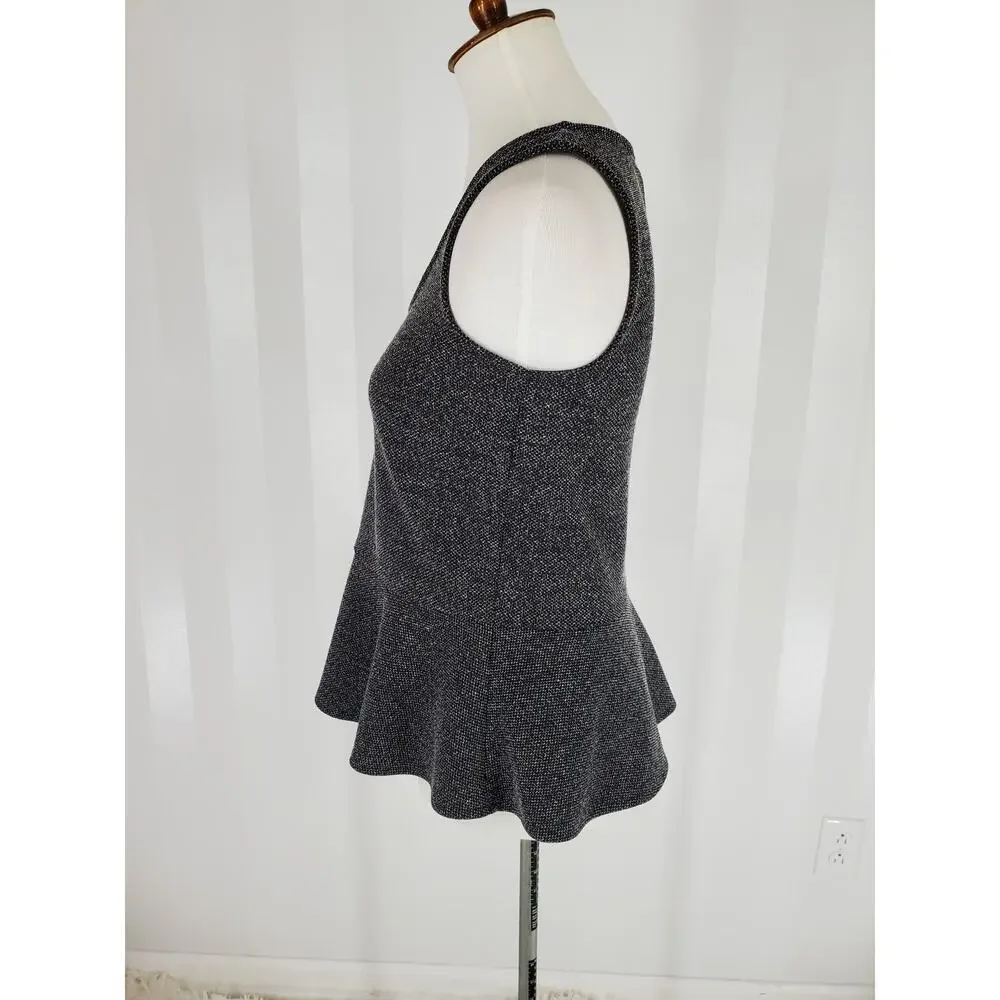 ANN TAYLOR Women's Black & White Sleeveless Peplum Top Sz XS - Picture 3 of 8